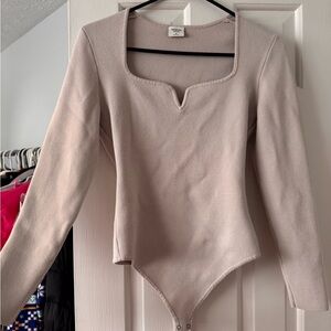 Abercrombie & Fitch Taupe/Cream Sweater Bodysuit